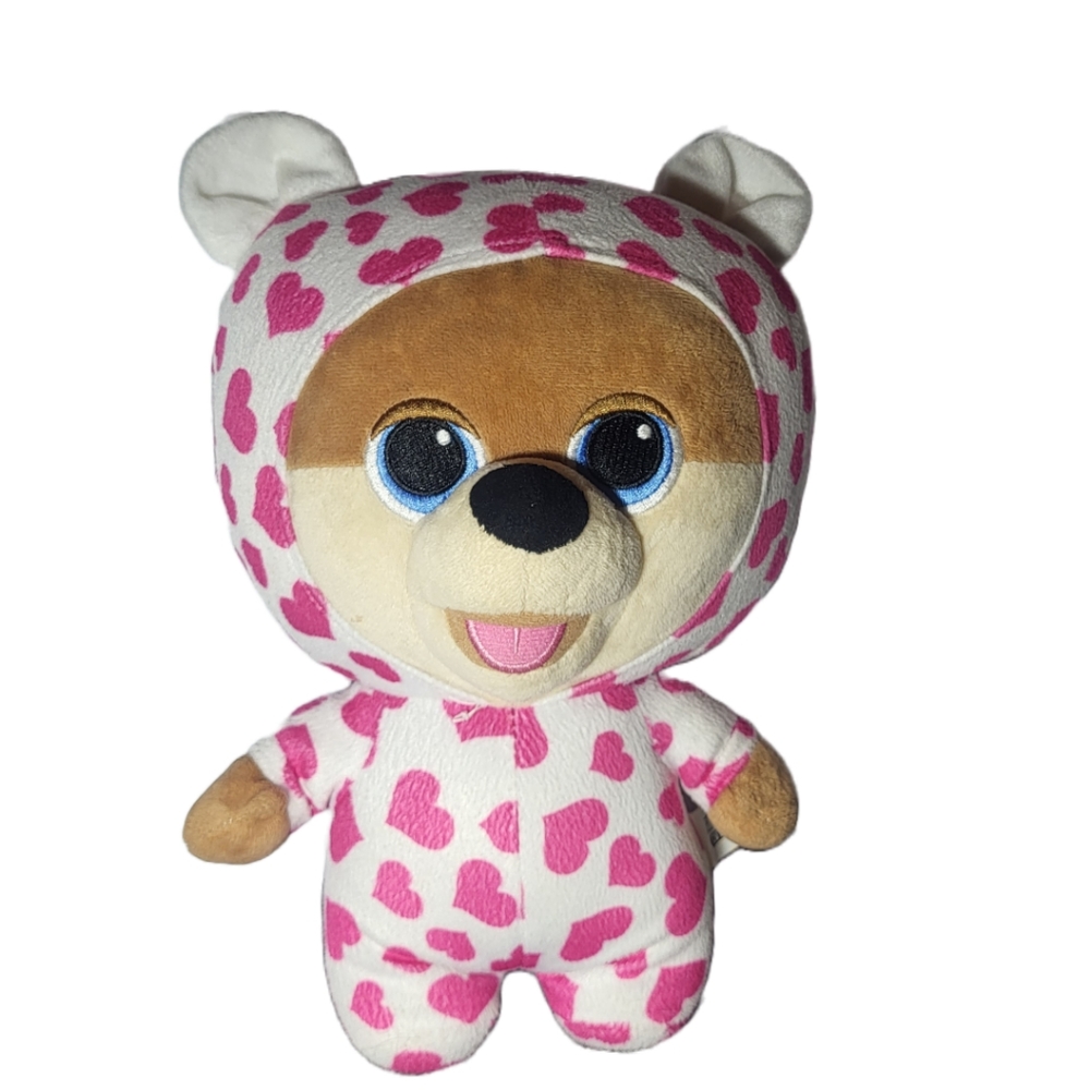 Jiffpom Cutelife Pajama Party 10" Pomeranian Dog Plush Stuffed Animal Toy Hearts